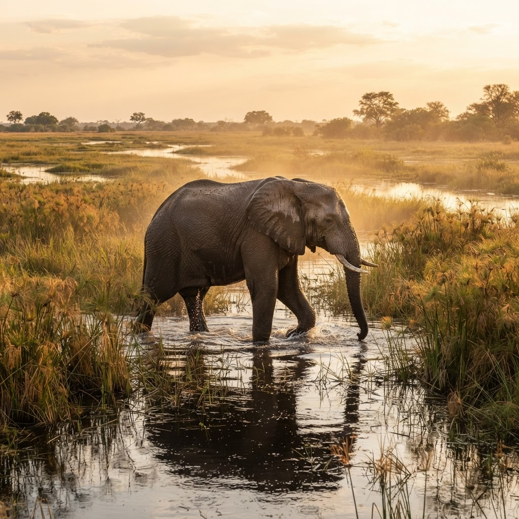 Elefant im Okavango-Delta in Botswana